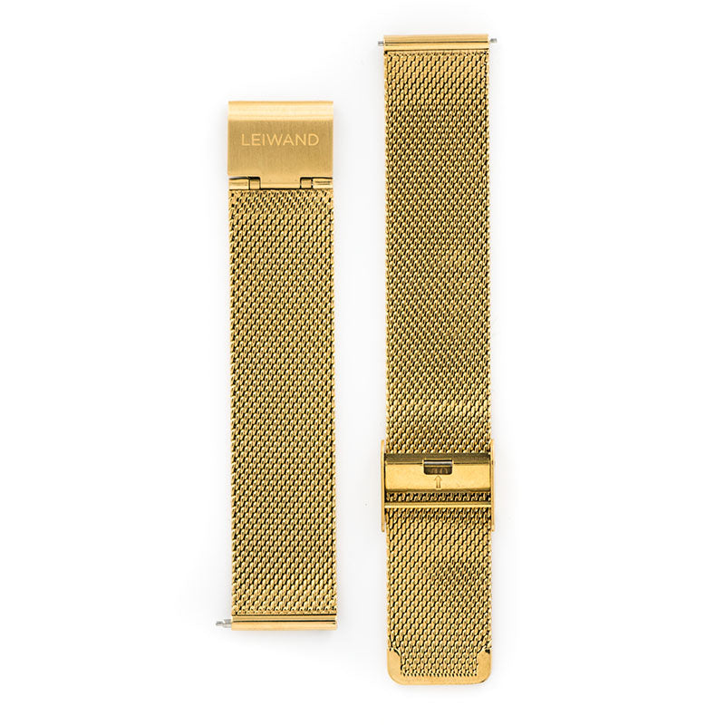 Uhr Leiwand | Edelstah Maschen Armband | Gold