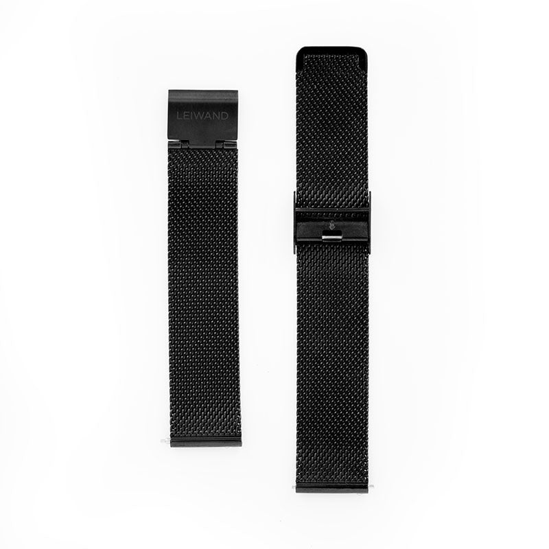 Uhr Leiwand | Edelstahl Maschen Amband | Schwarz